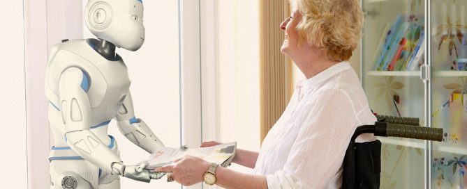 elderly person with robot