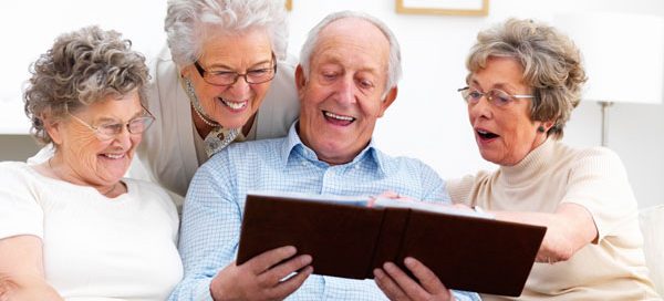 happy seniors in nursing home